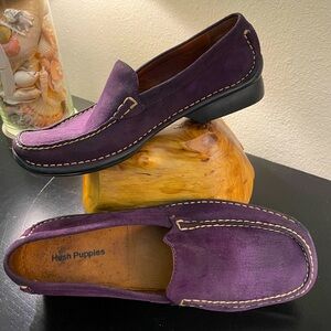 Ladies Hush Puppies Camden Suede Plum Moc Loafers Size 9.5 M